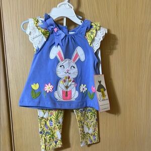 Rare Editions Blue and Yellow Bunny Kids Matching Set
